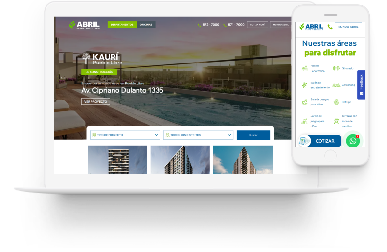 portafolio sitio web inmobiliaria abril