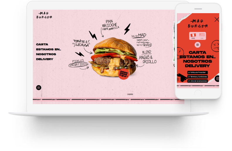 portafolio sitio web restaurant mad burger